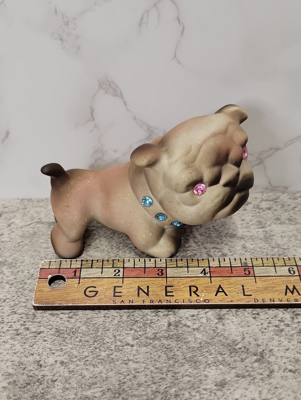 Rare Vintage Roselane Pottery sparkly eyes Bulldog - Picture 7 of 10
